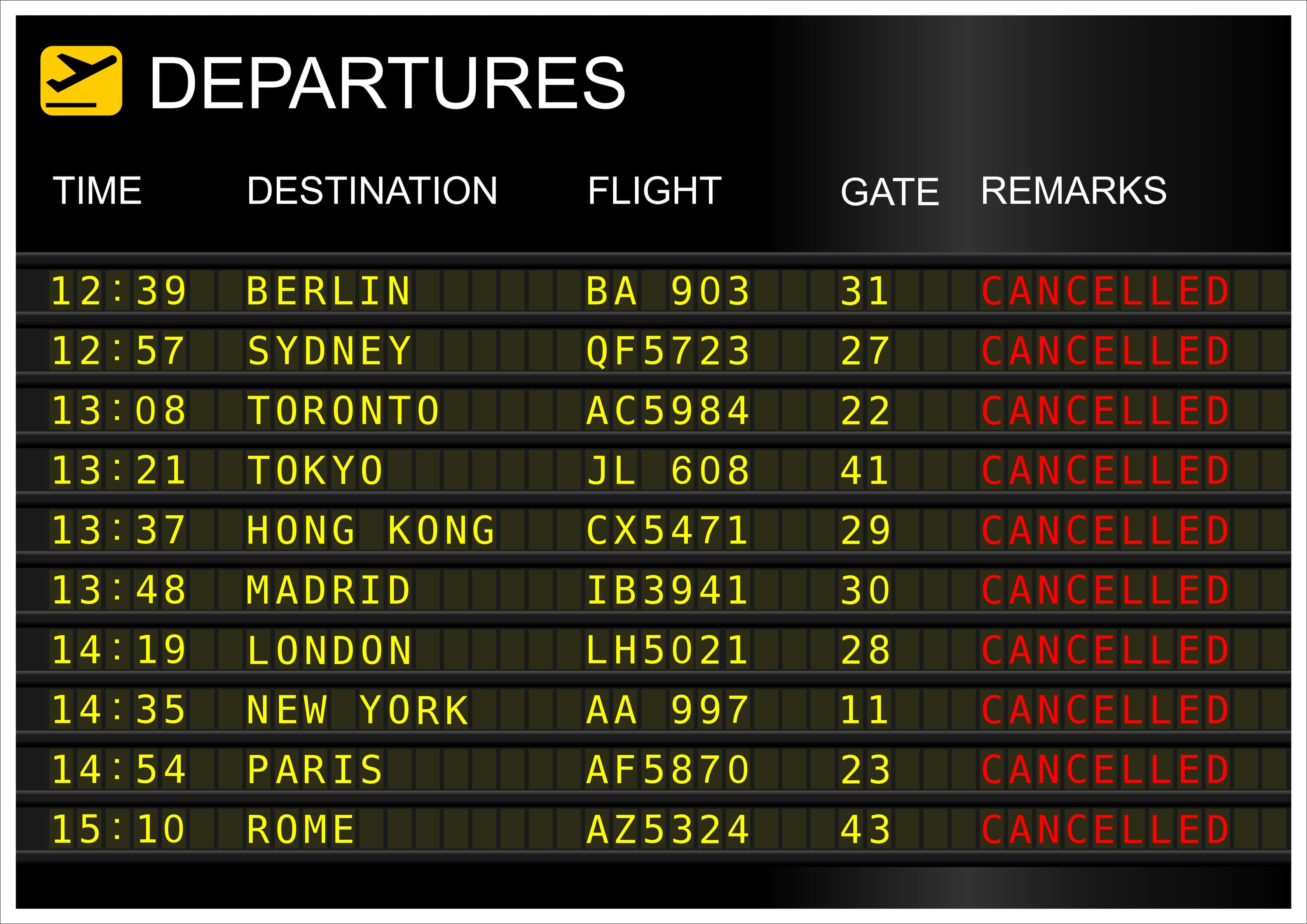 Flight Cancellation sign